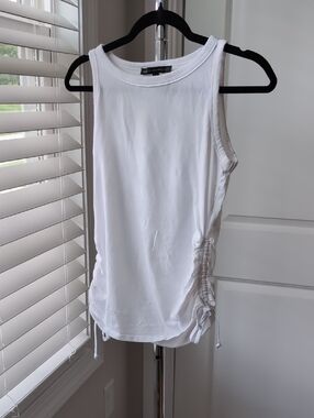 White House Black Market White Ruched Tank XS White